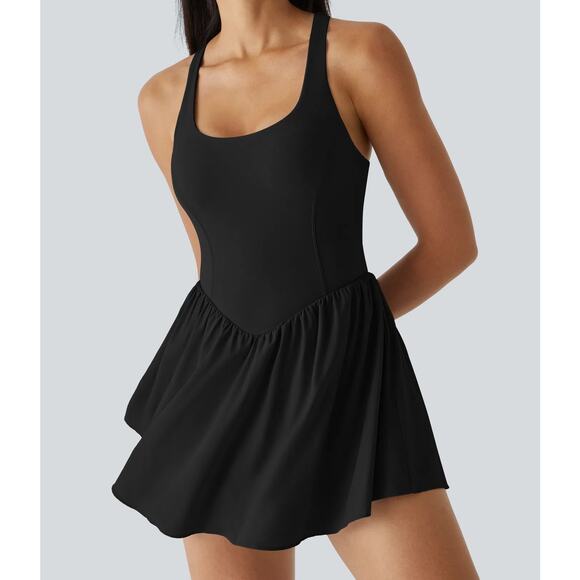 Halara Breezeful Corset Pocket Quick Dry Flowy Pickleball Active Dress Black M - Picture 1 of 7